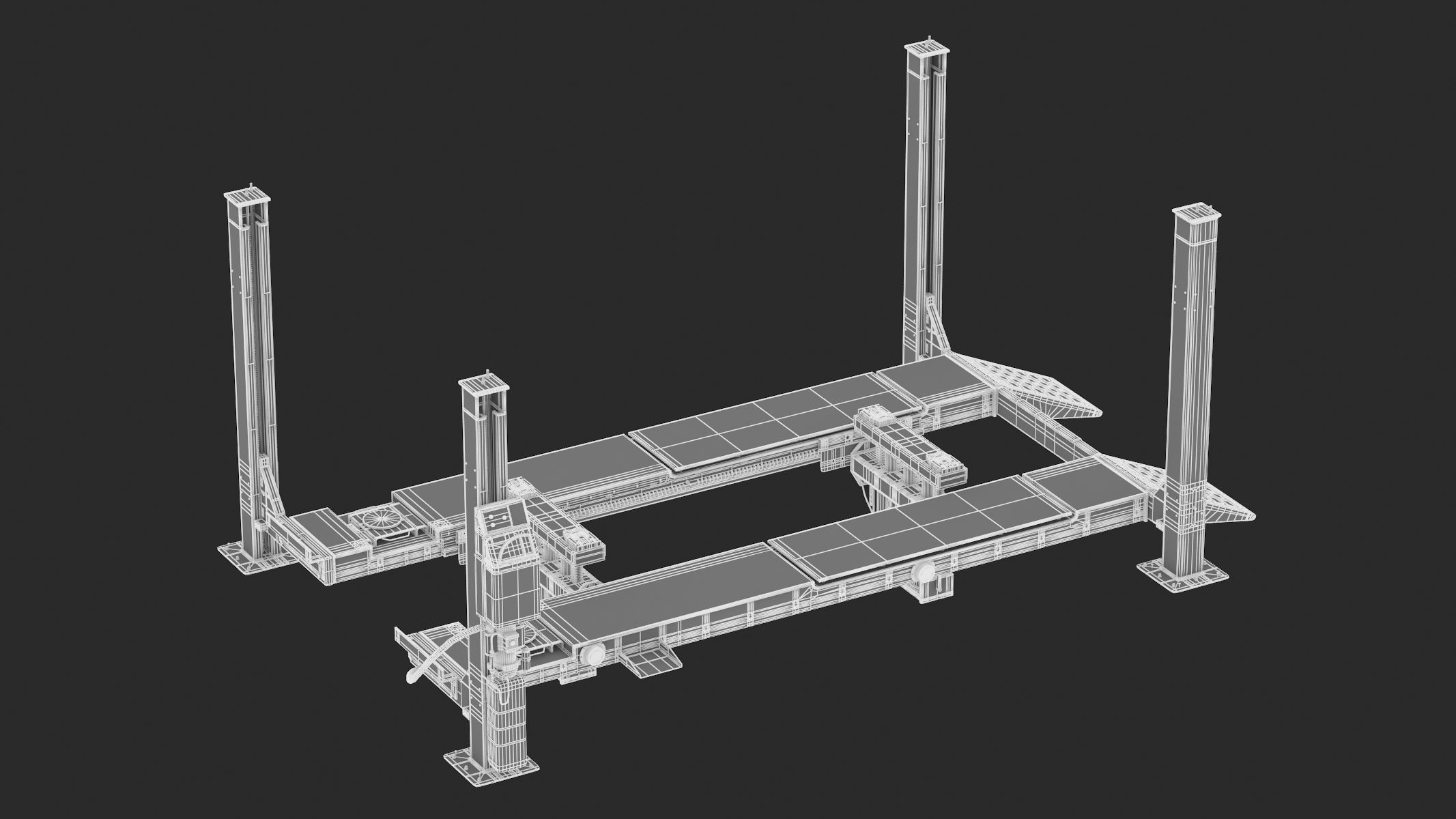 4 Post Car Lift Generic 3D model_11