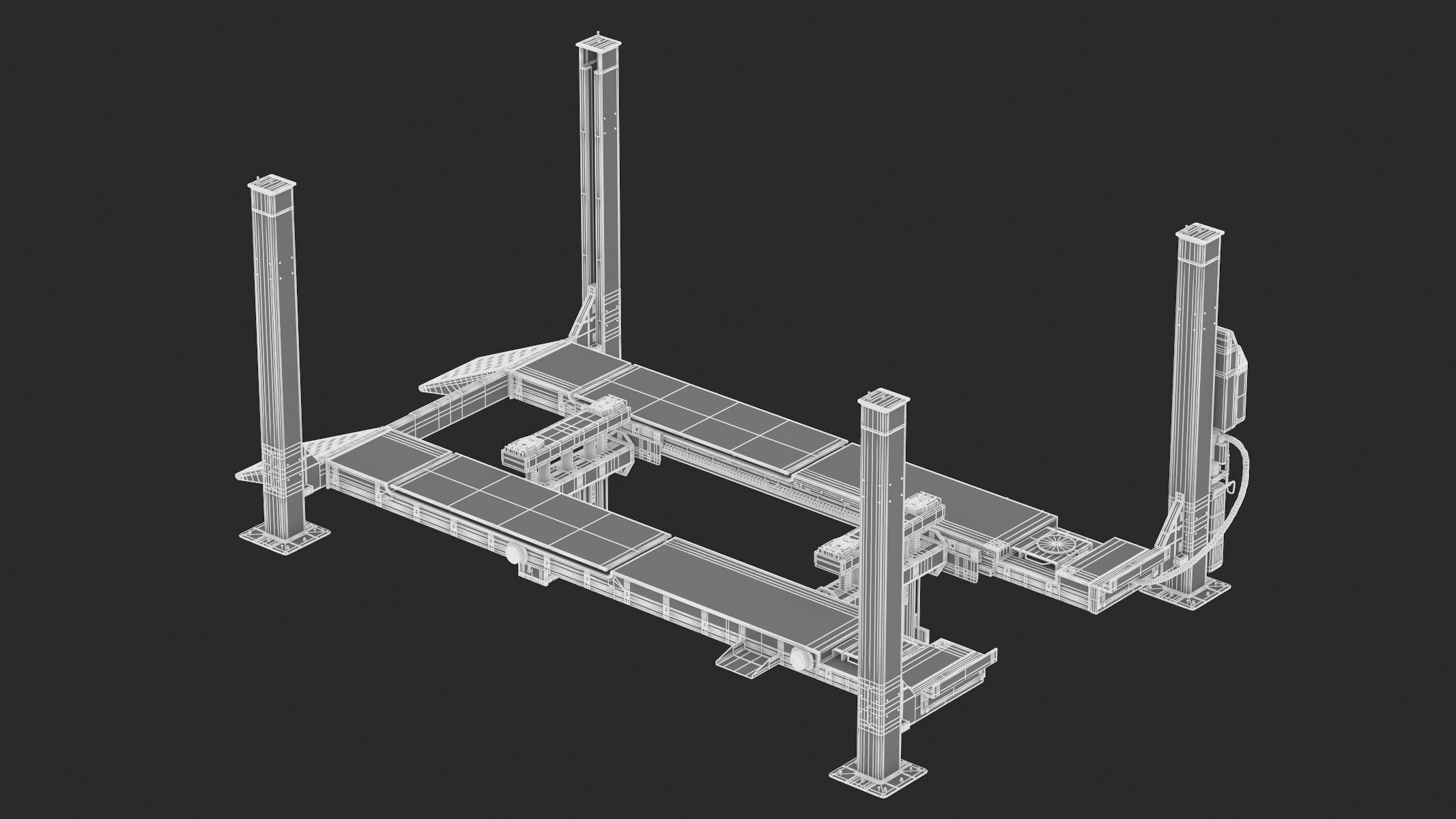 4 Post Car Lift Generic 3D model_13