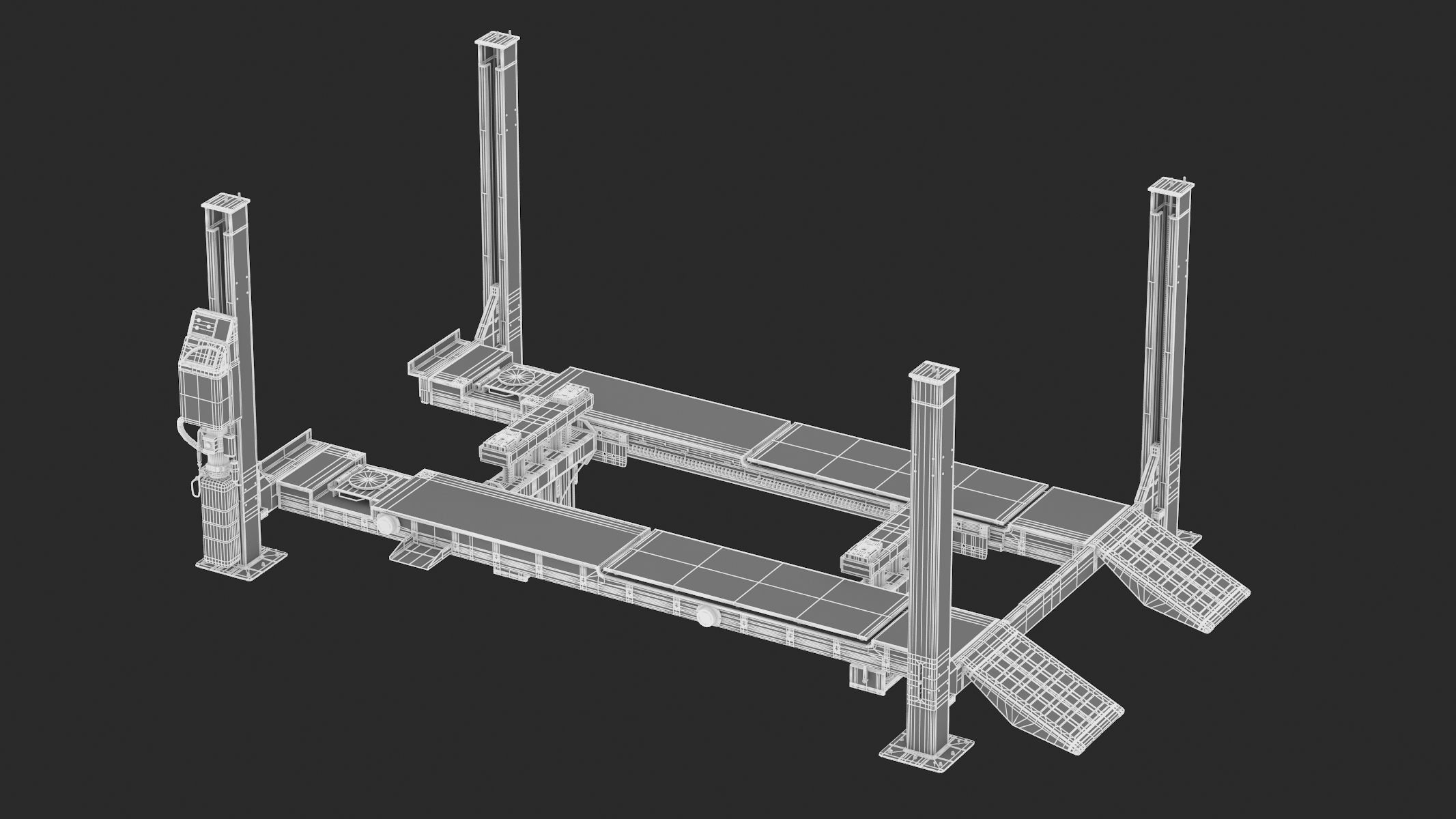 4 Post Car Lift Generic 3D model_10