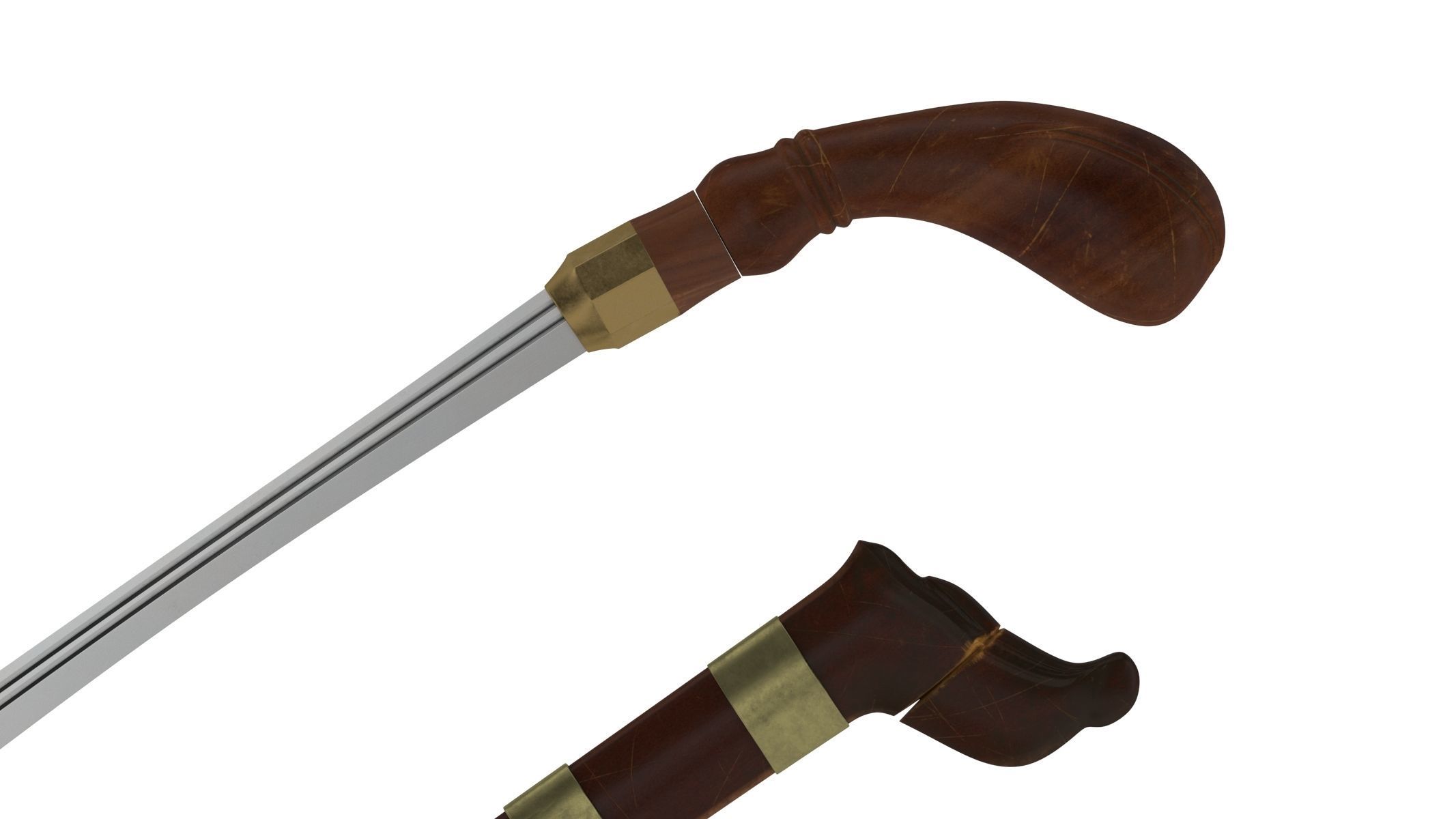 Badik Sword Low-poly 3D model_8