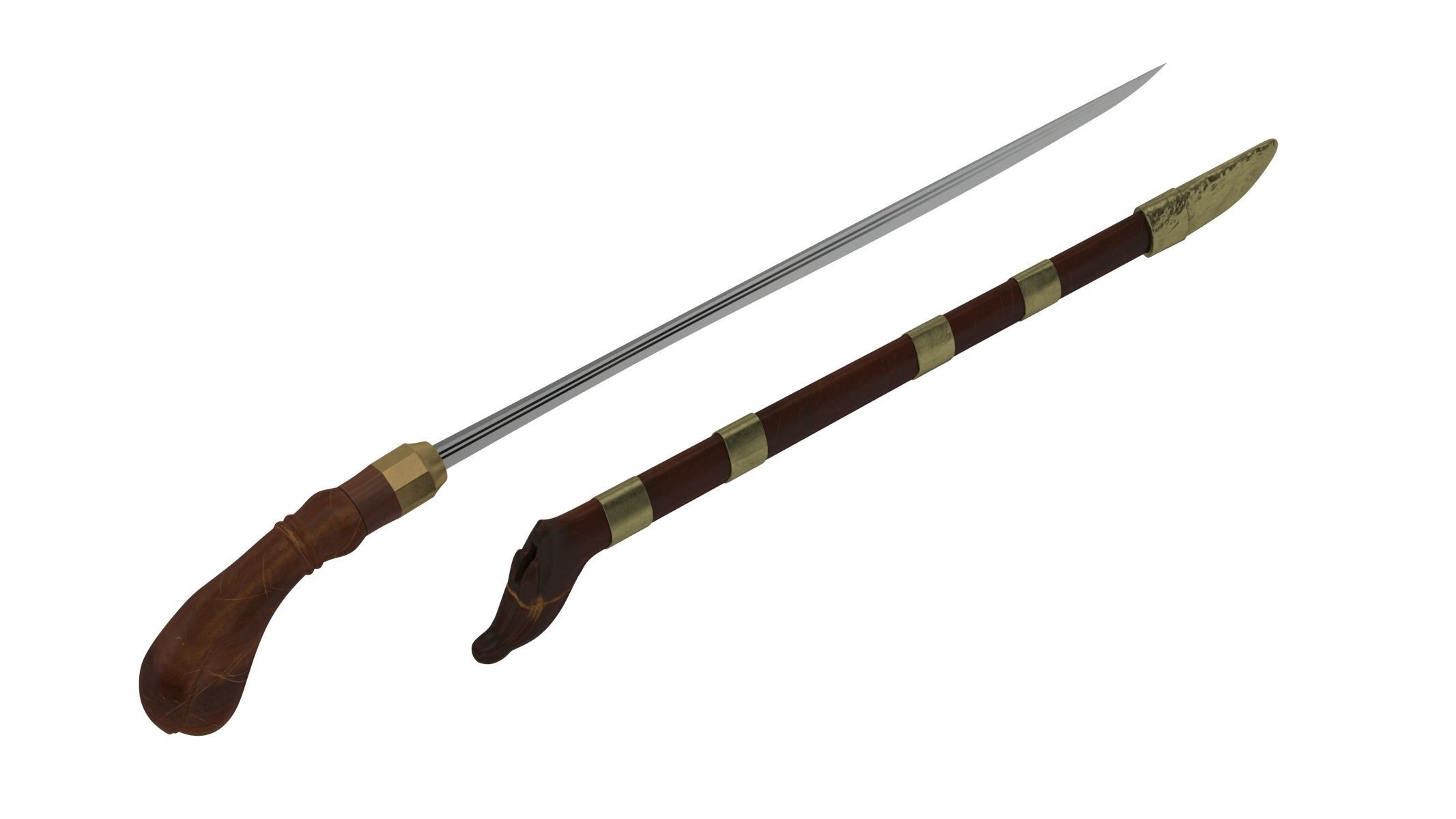Badik Sword Low-poly 3D model_2