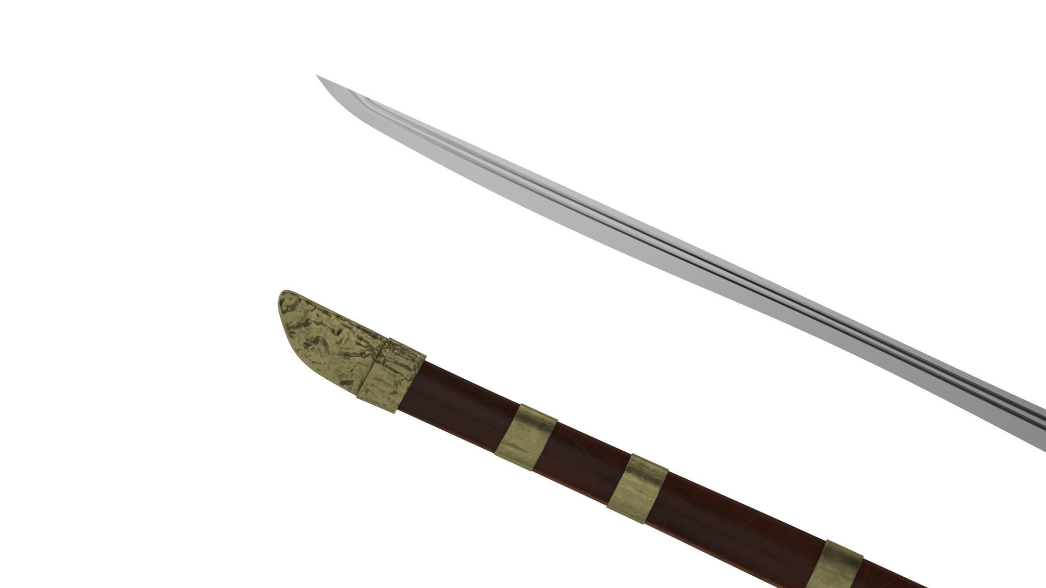 Badik Sword Low-poly 3D model_7
