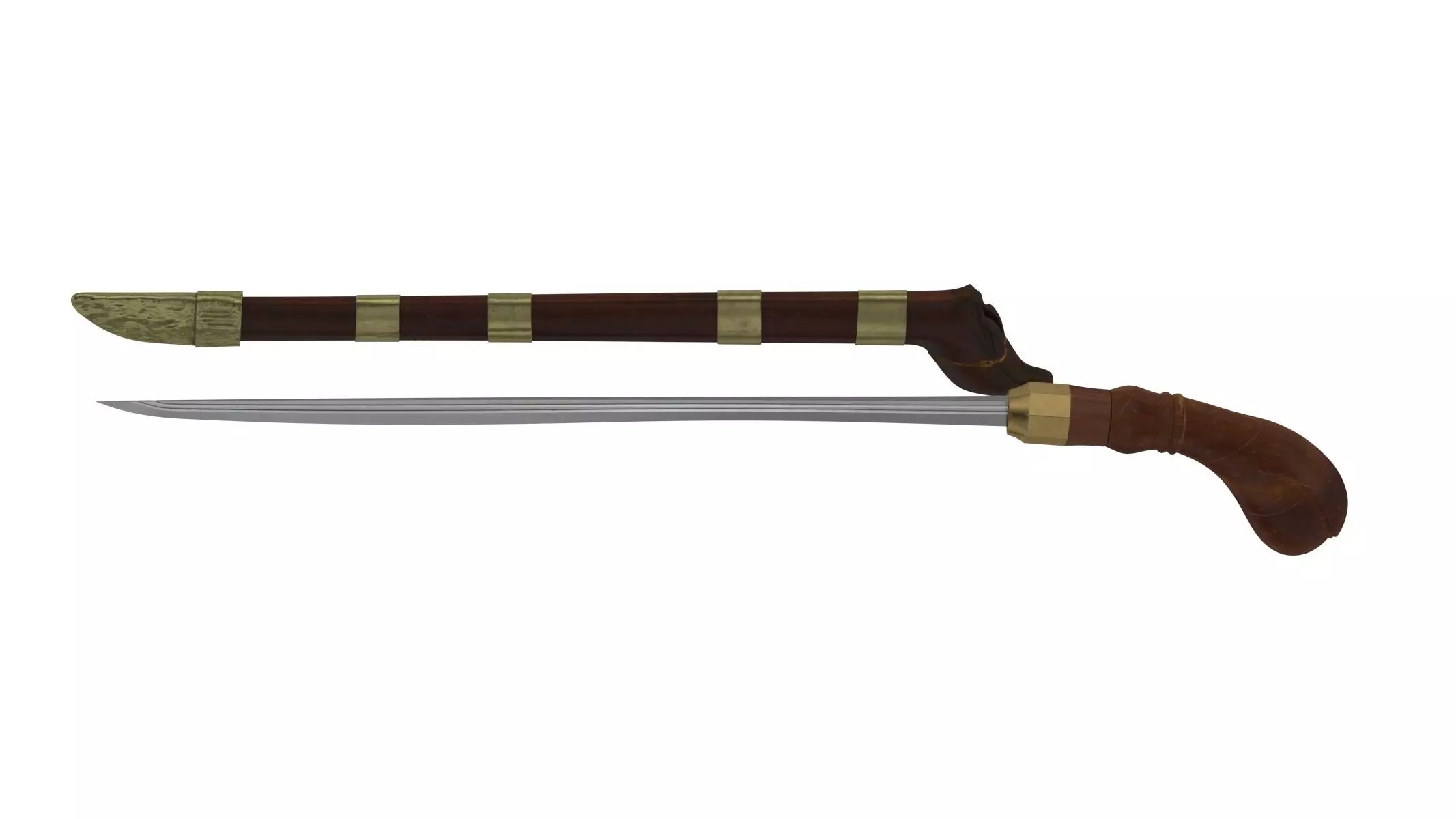 Badik Sword Low-poly 3D model_0