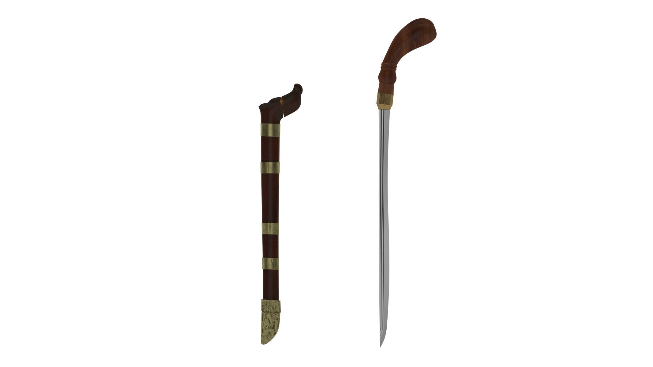 Badik Sword Low-poly 3D model_4