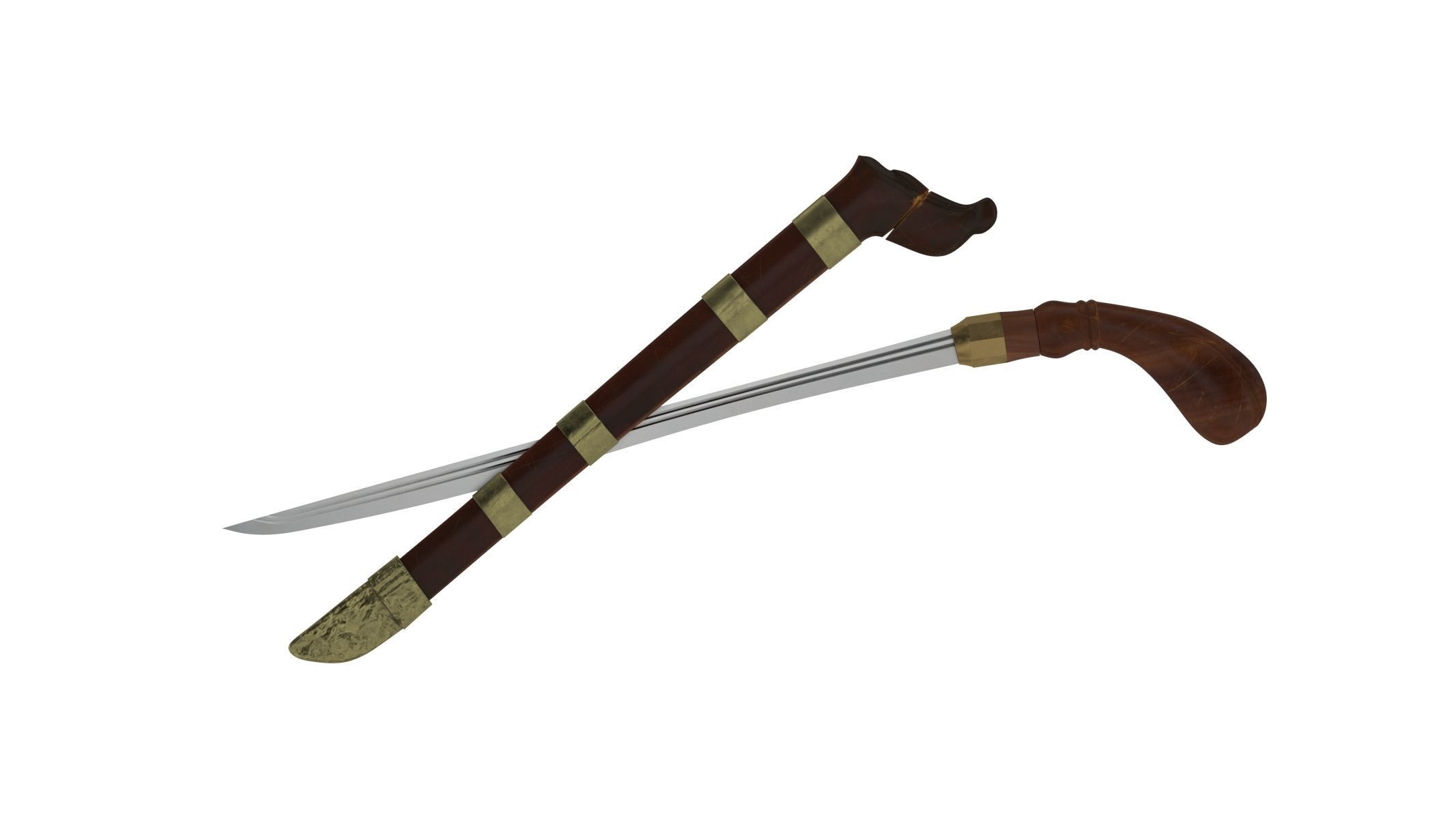 Badik Sword Low-poly 3D model_5