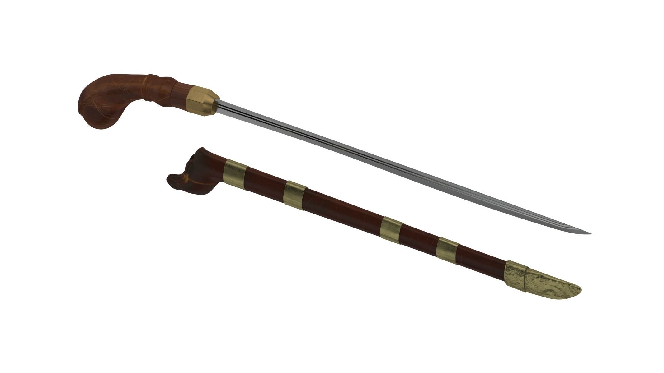 Badik Sword Low-poly 3D model_1
