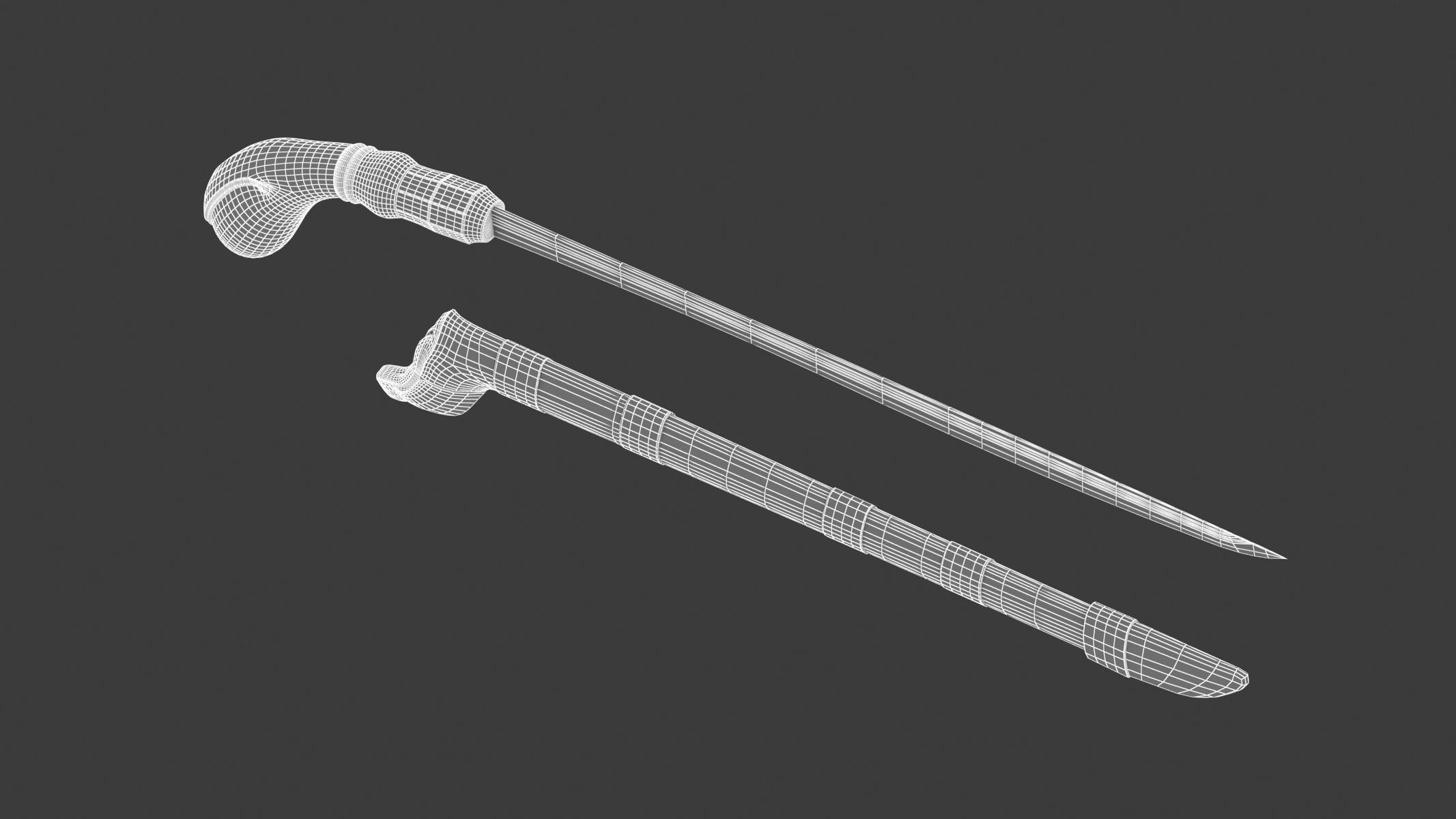 Badik Sword Low-poly 3D model_11