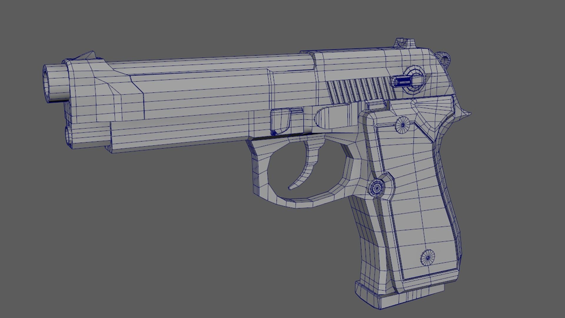 3D Pistol gun Low-poly 3D model_5