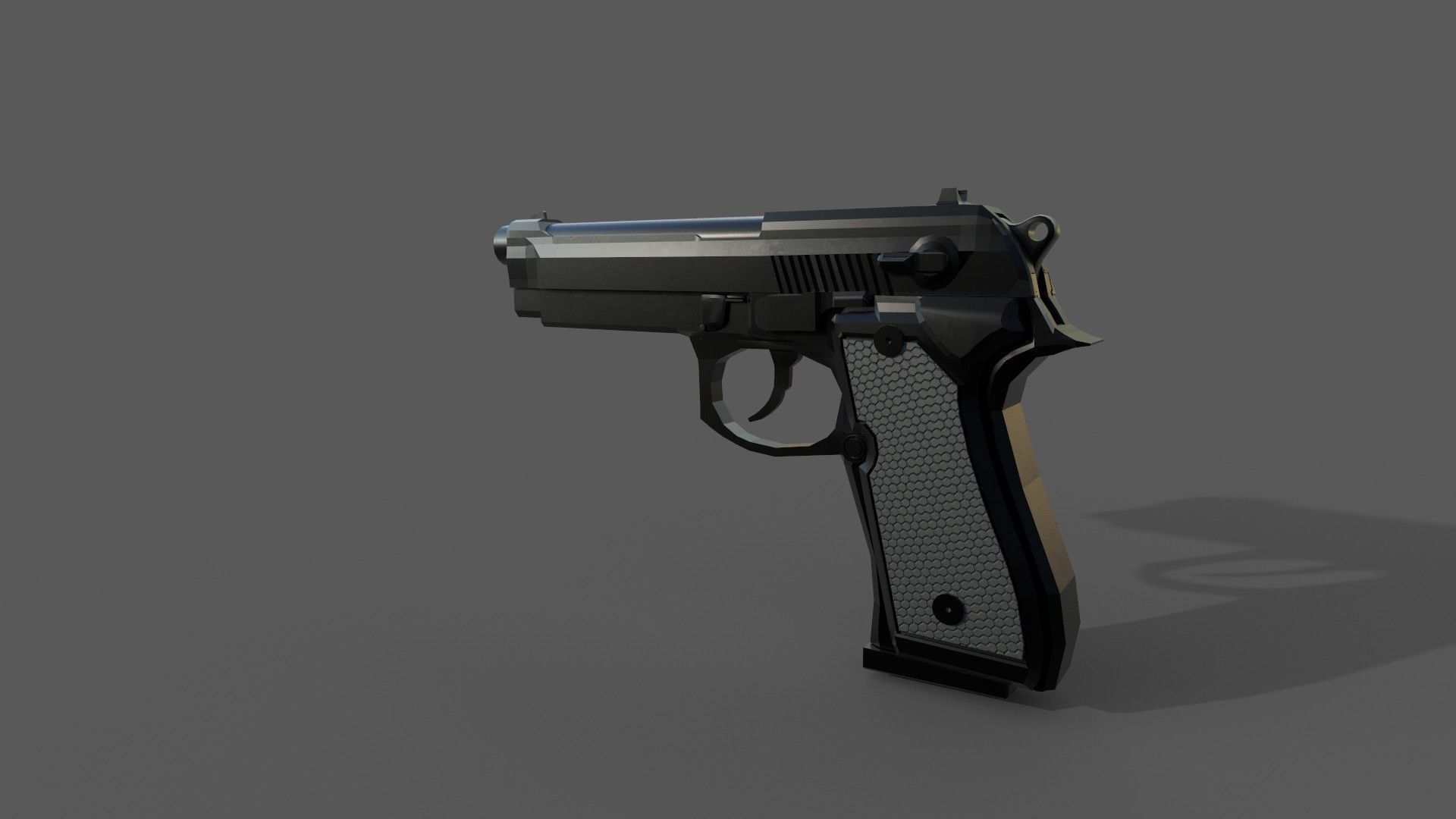 3D Pistol gun Low-poly 3D model_2