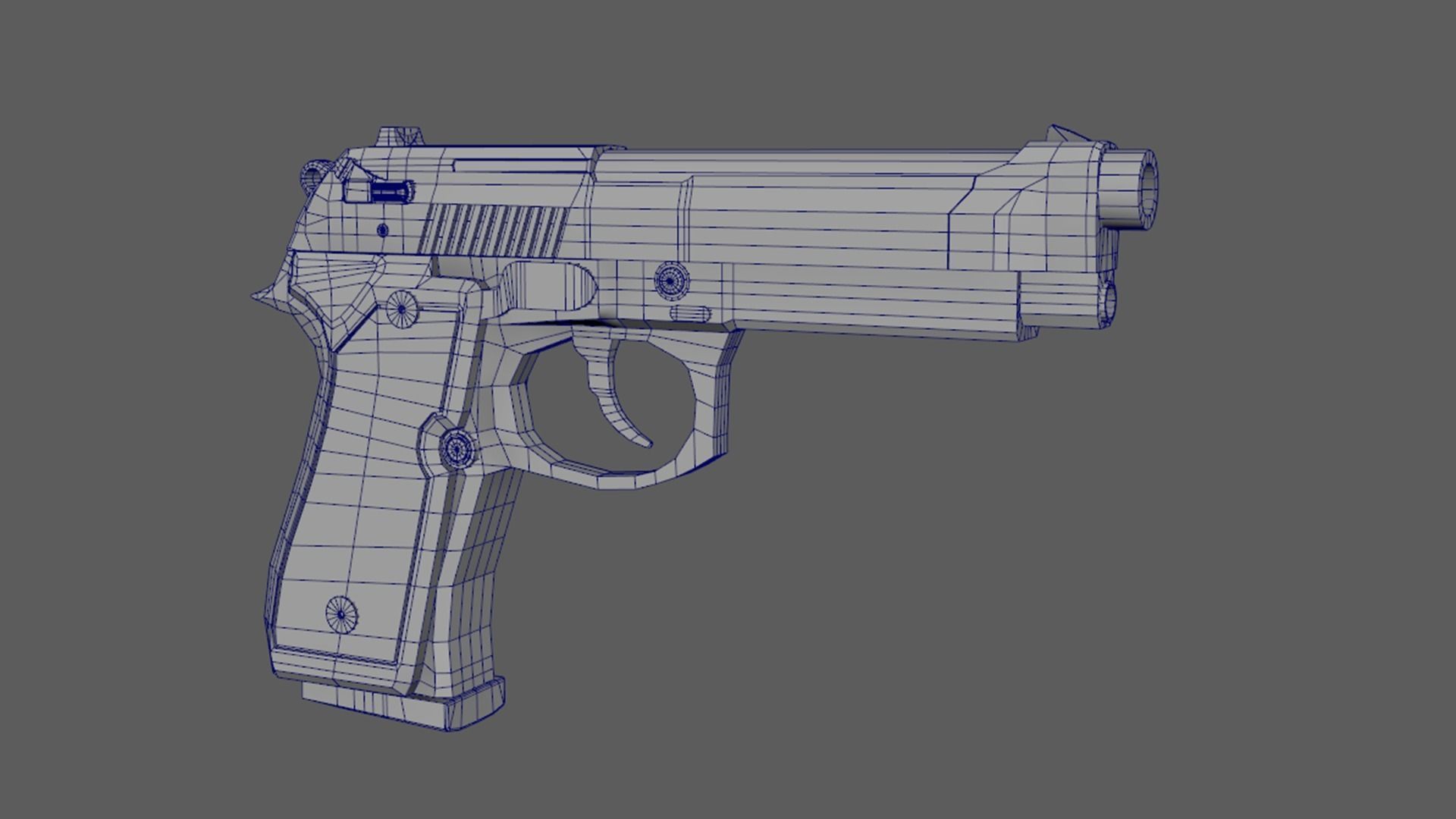 3D Pistol gun Low-poly 3D model_4