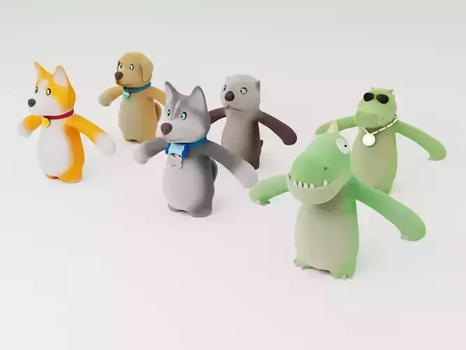 Party Animals Free low-poly 3D model