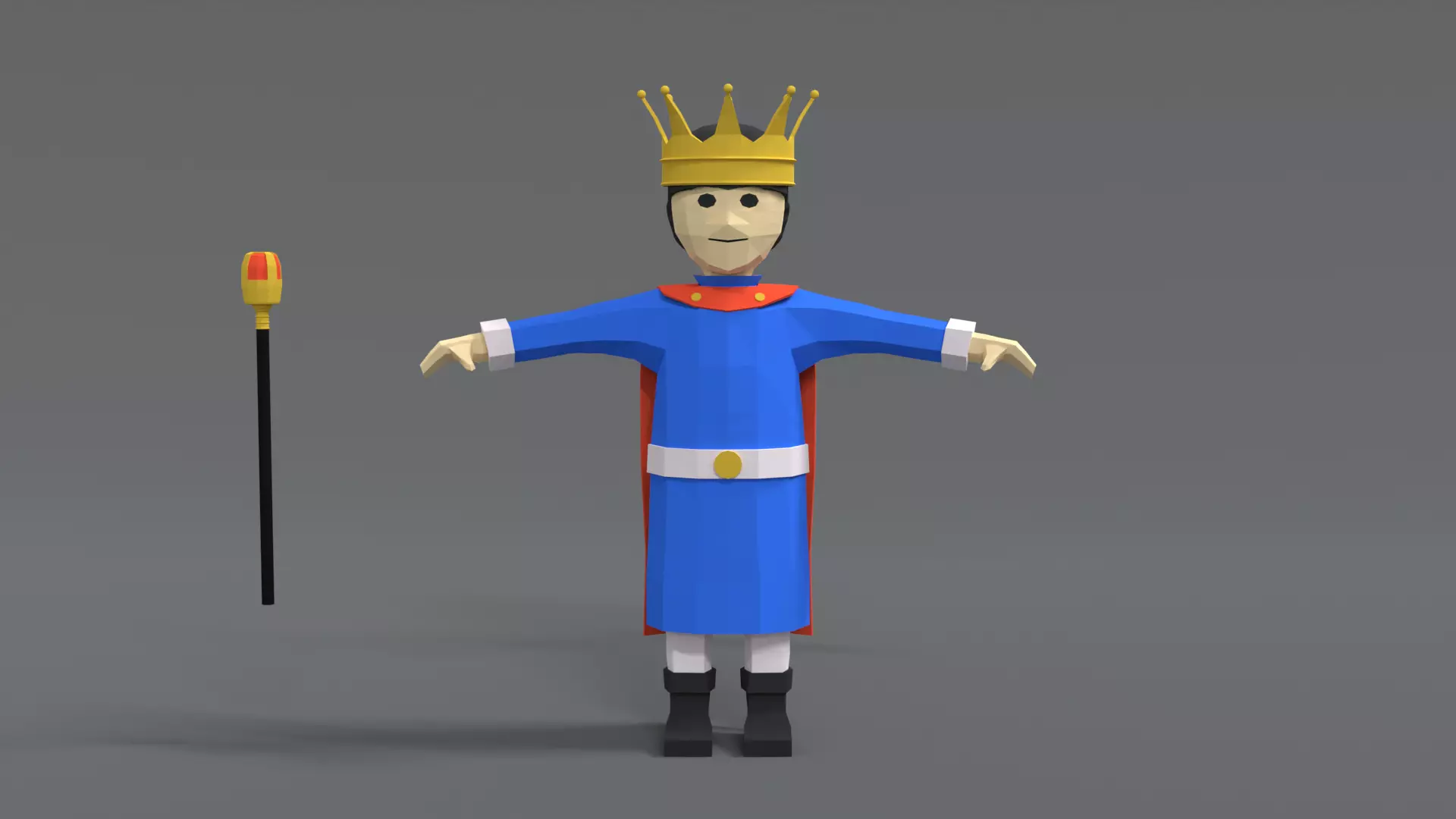 Low Poly Cartoon King Low-poly 3D model