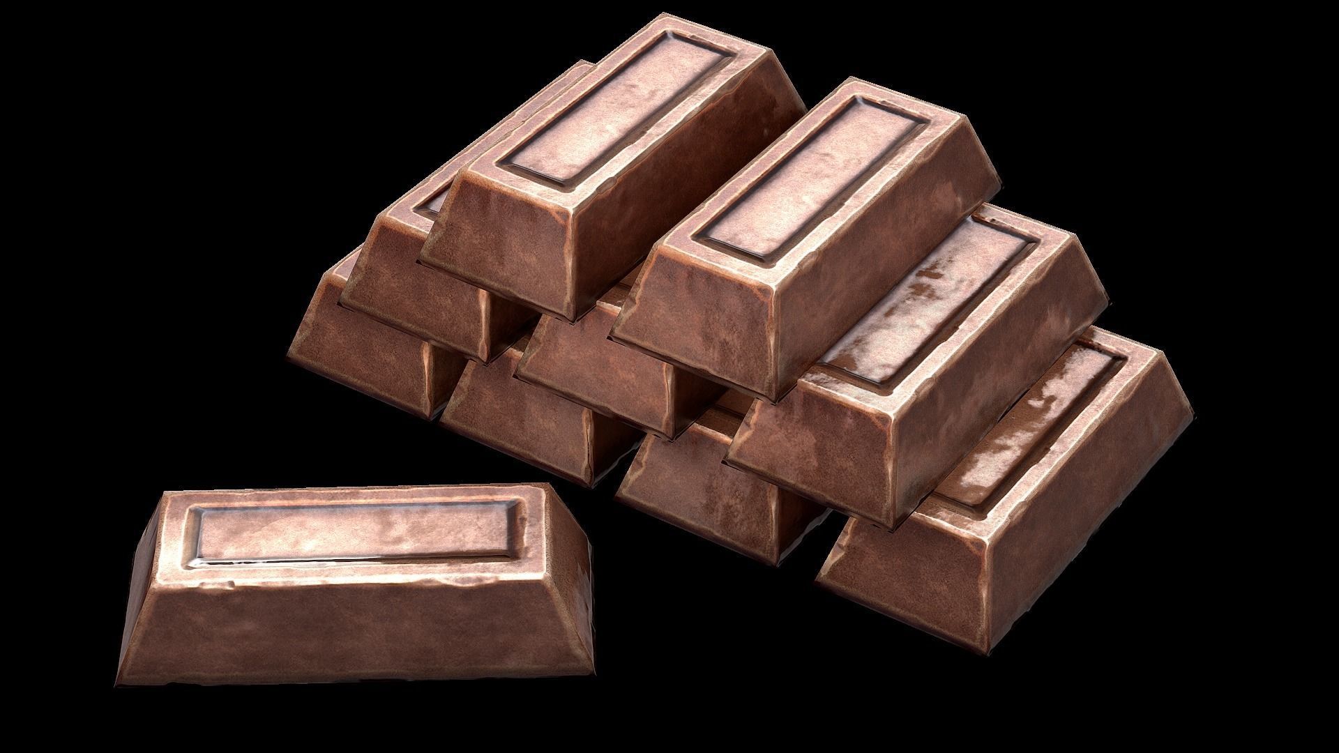 Copper Ingot  Low-poly 3D model_8