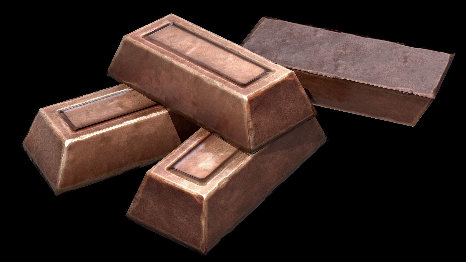 Copper Ingot  Low-poly 3D model_7
