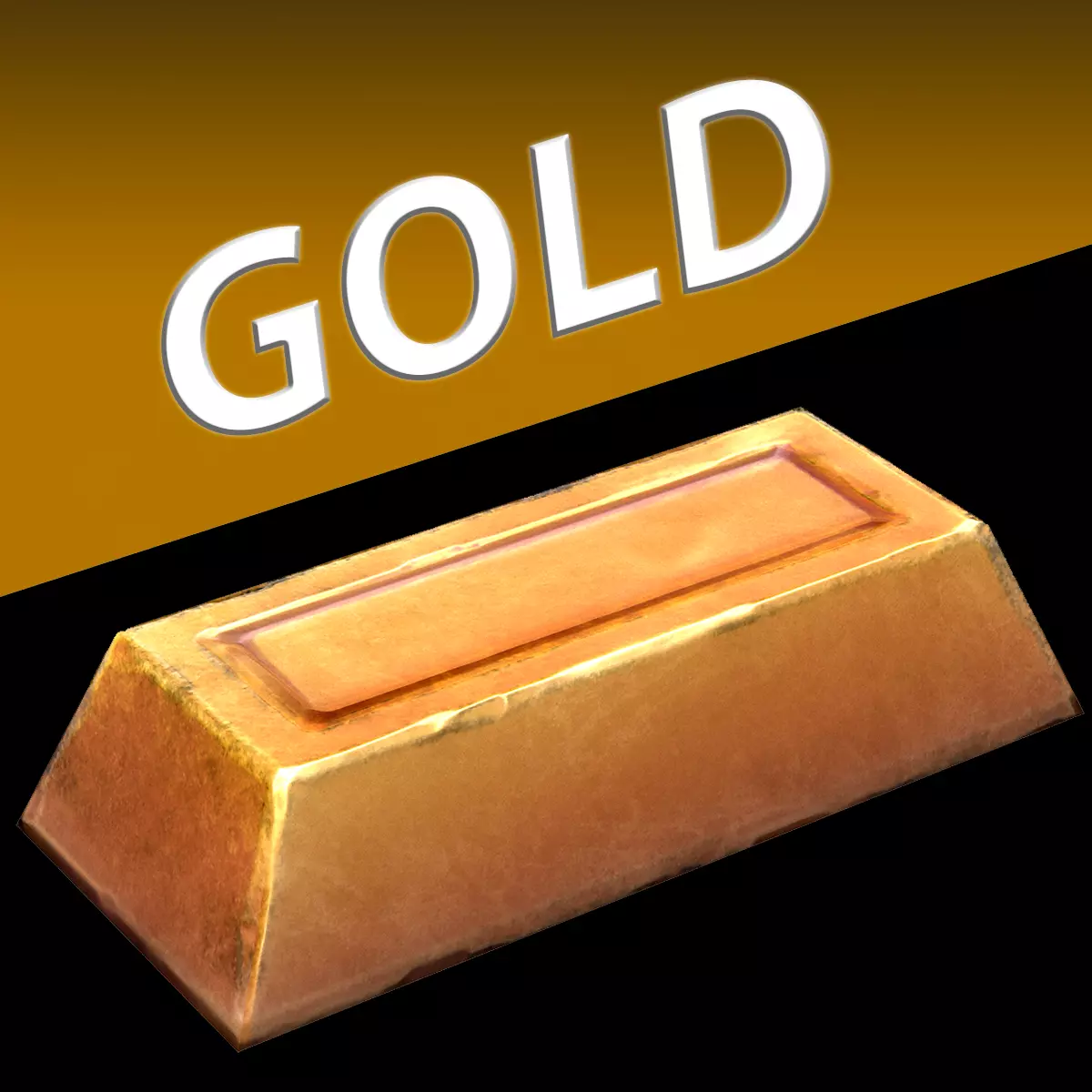 Golden Ingot Bar Treasure Industrial Craft Forge Resource Low-poly 3D model