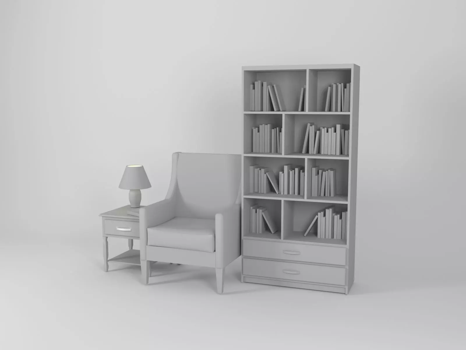 Furniture set Corner for readers Free 3D model