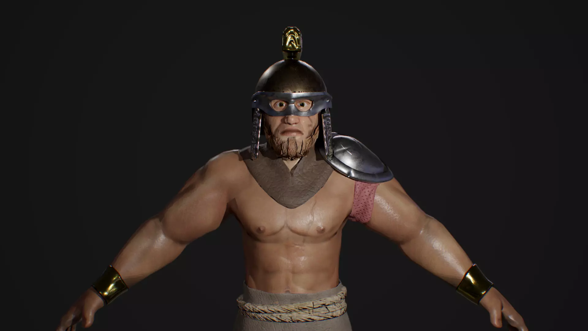 Gladyator greek warrior running Low-poly 3D model_0