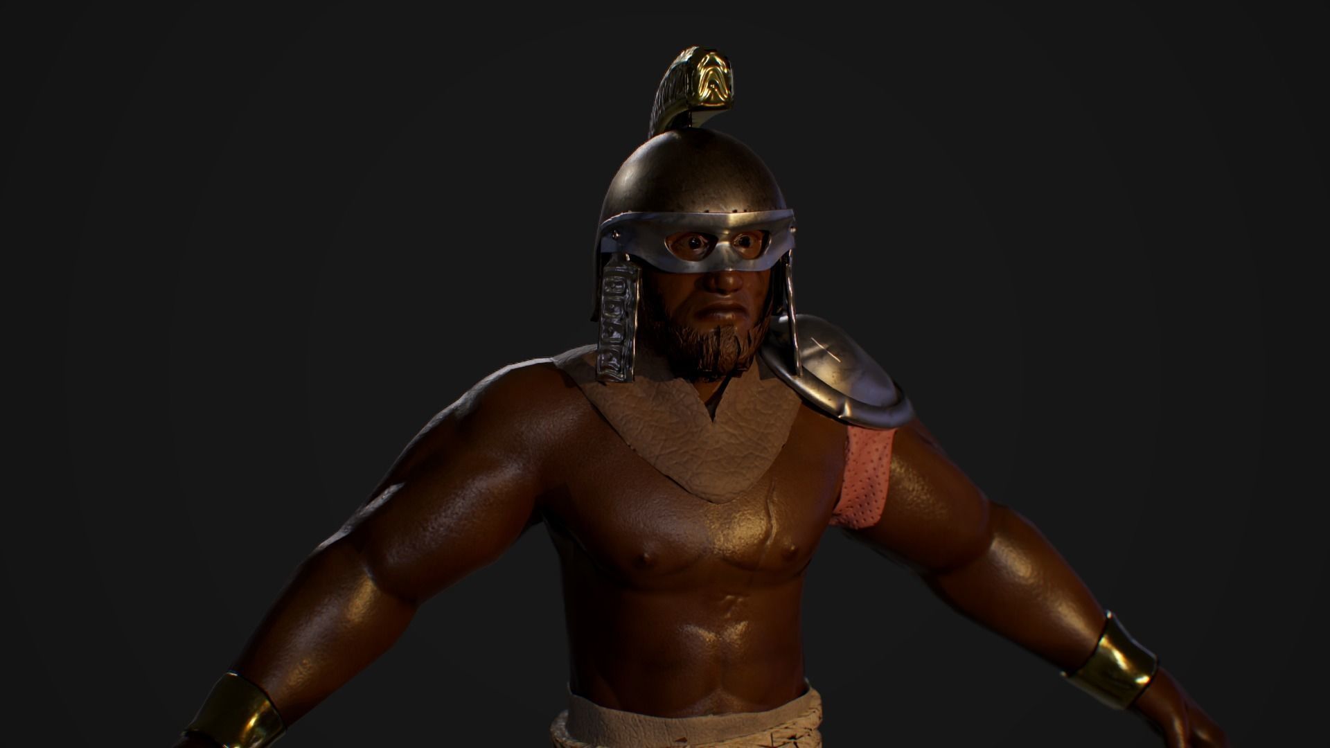 Gladyator greek warrior running Low-poly 3D model_2