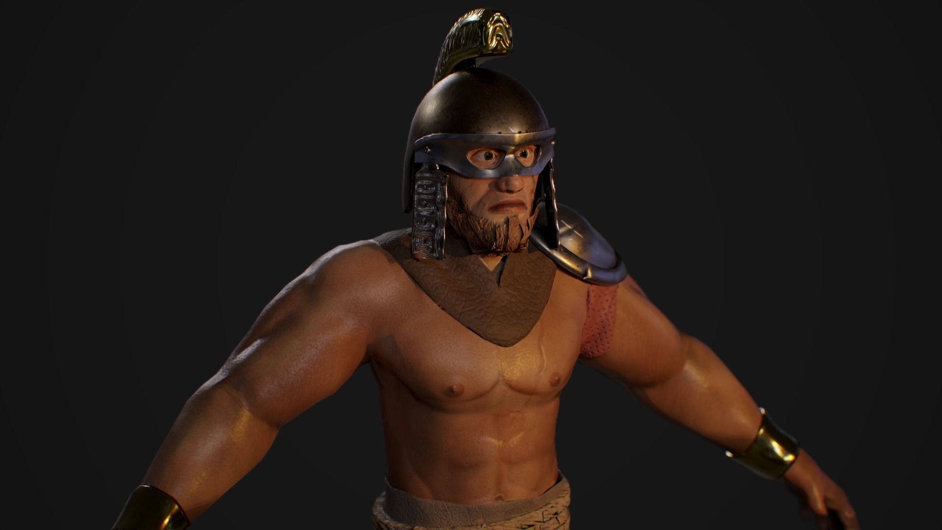 Gladyator greek warrior running Low-poly 3D model_1