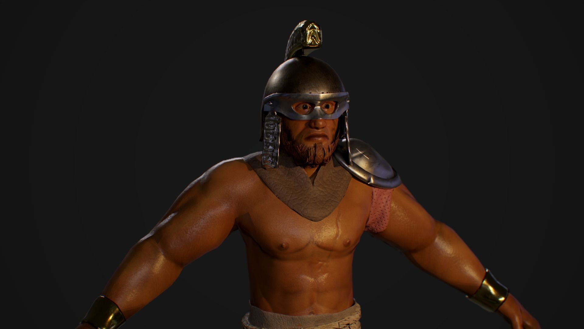 Gladyator greek warrior running Low-poly 3D model_4