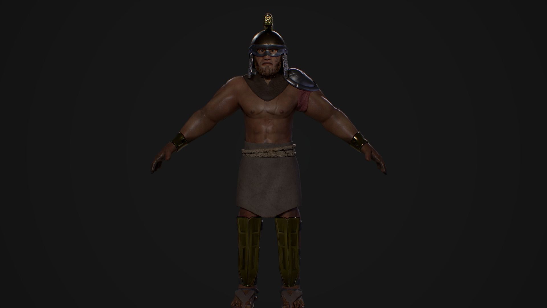 Gladyator greek warrior running Low-poly 3D model_6