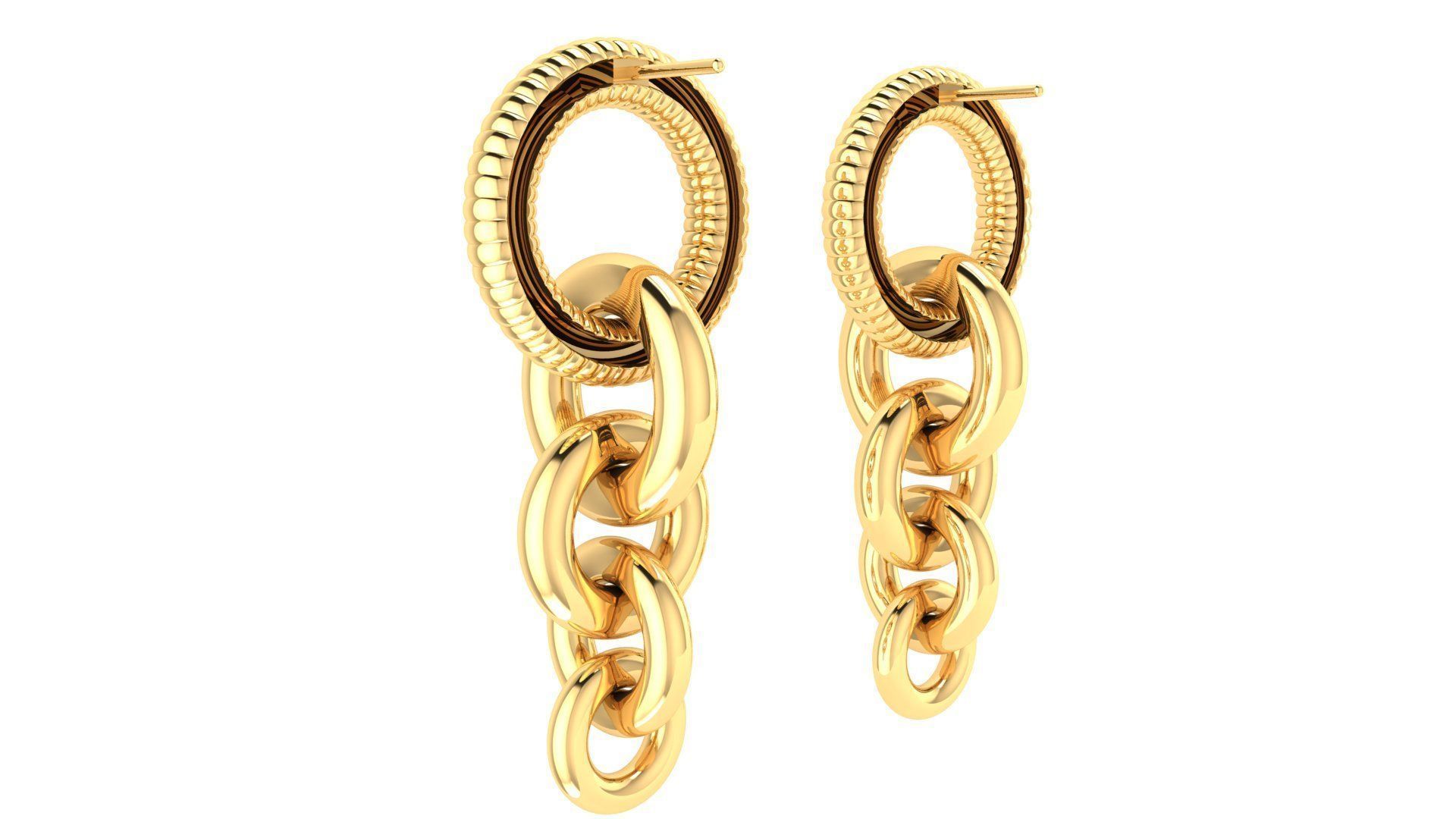 Chain Hoop Earrings 3D print model_24