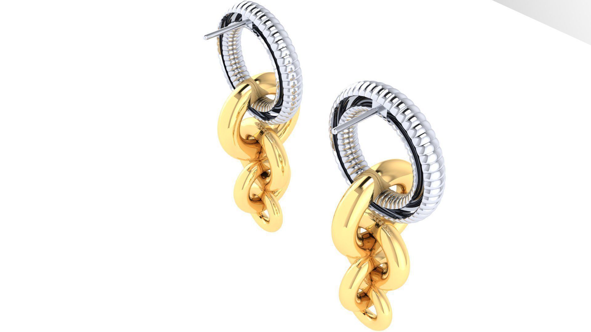 Chain Hoop Earrings 3D print model_1