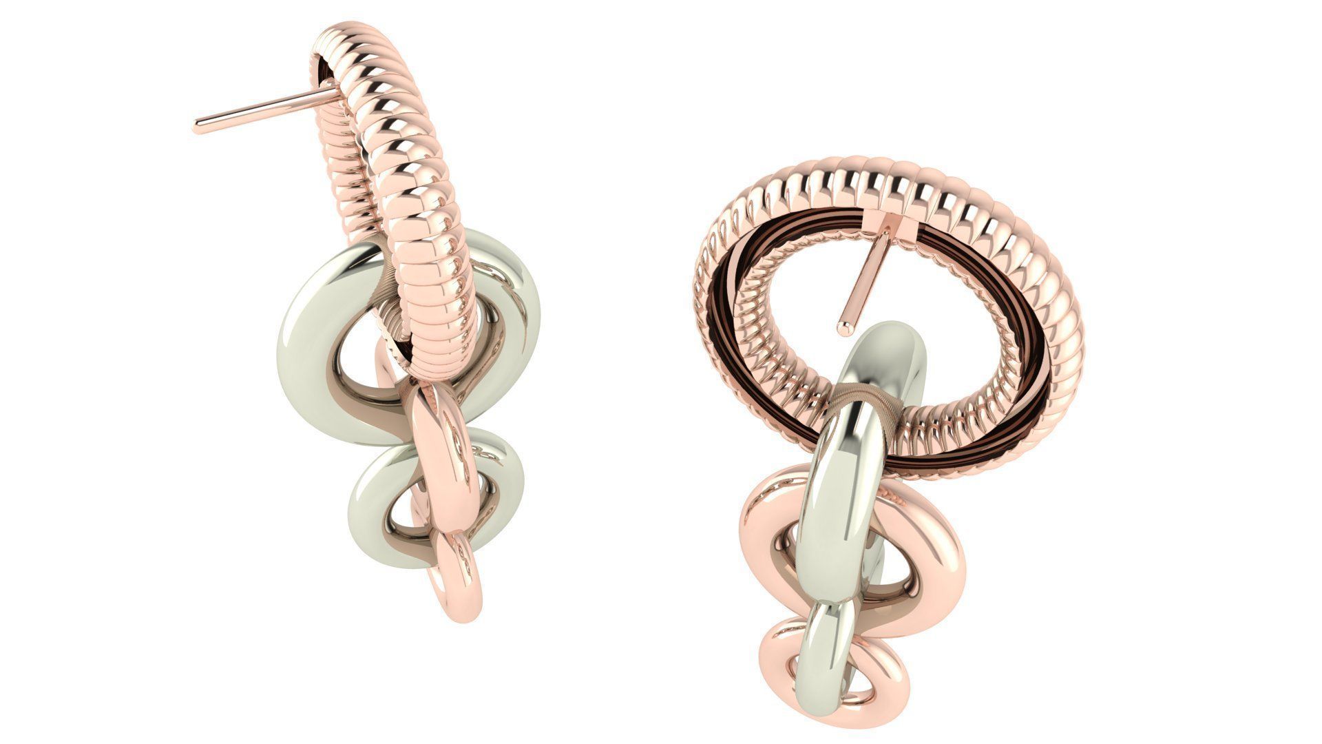 Chain Hoop Earrings 3D print model_9