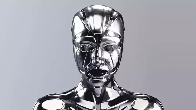 Sci-Fi Metal Woman PBR Rigged  3D model