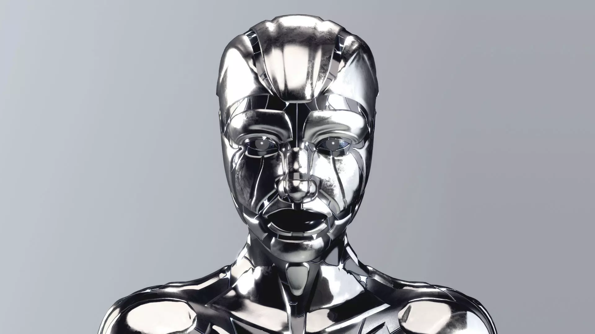 Sci-Fi Metal Woman PBR Rigged  3D model_0