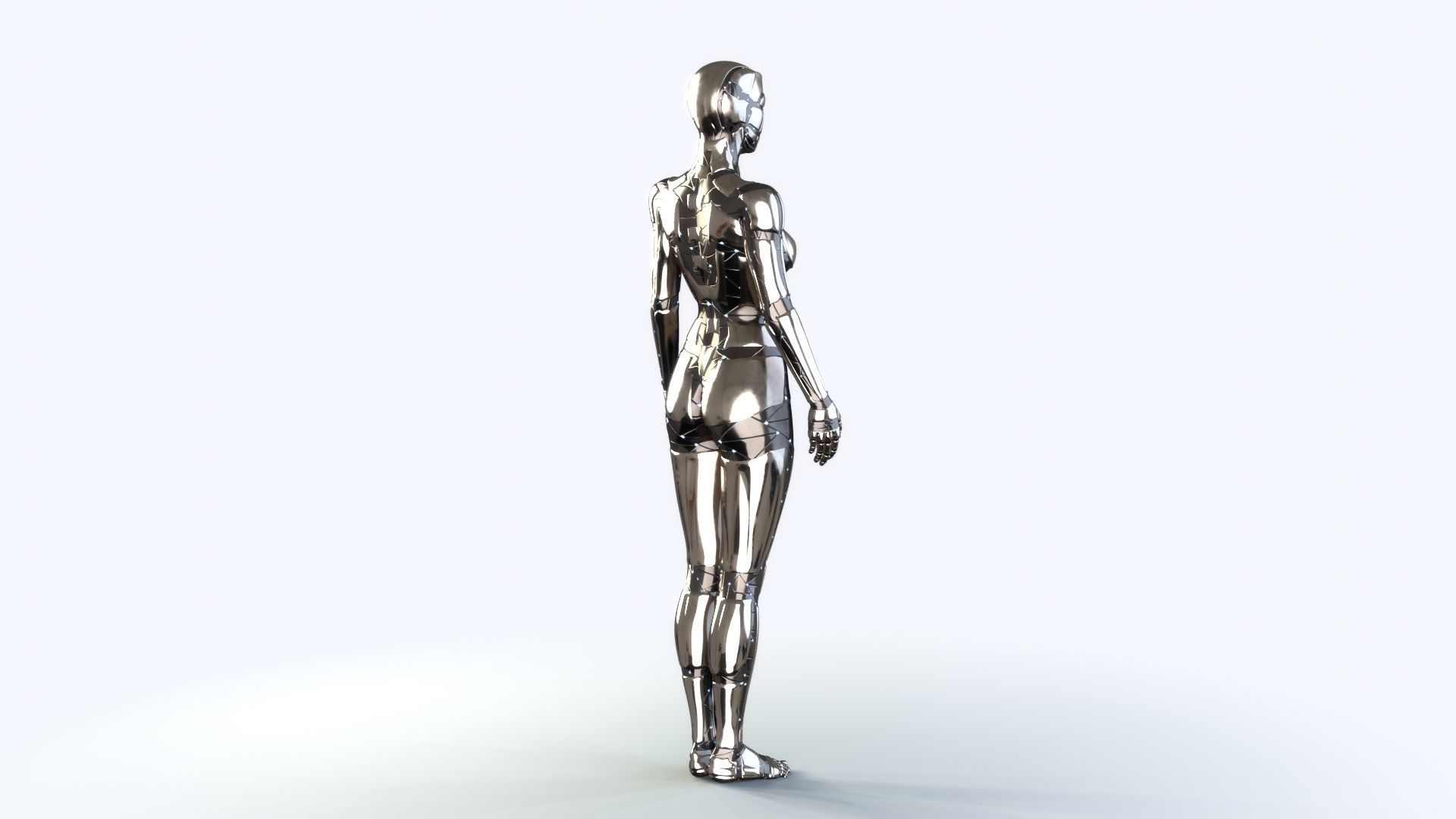 Sci-Fi Metal Woman PBR Rigged  3D model_5