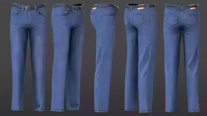 PBR Game-Ready Jeans Low-poly 3D model