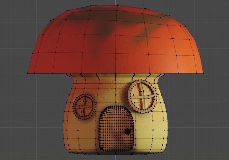 Mushroom House Low-poly 3D model_3