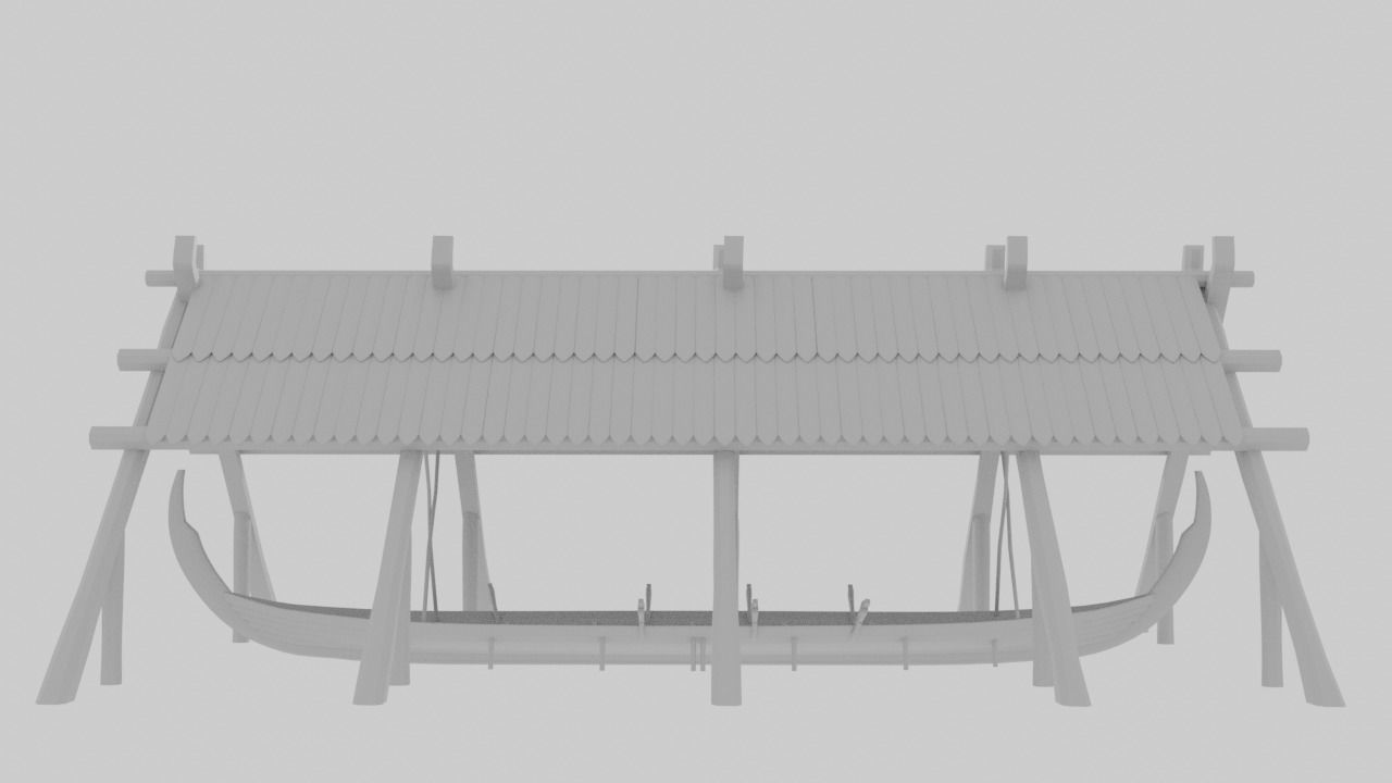 Viking ship under construction Low-poly 3D model_2