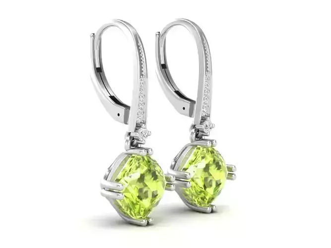 Cushion diamond earrings for woman 3D print model