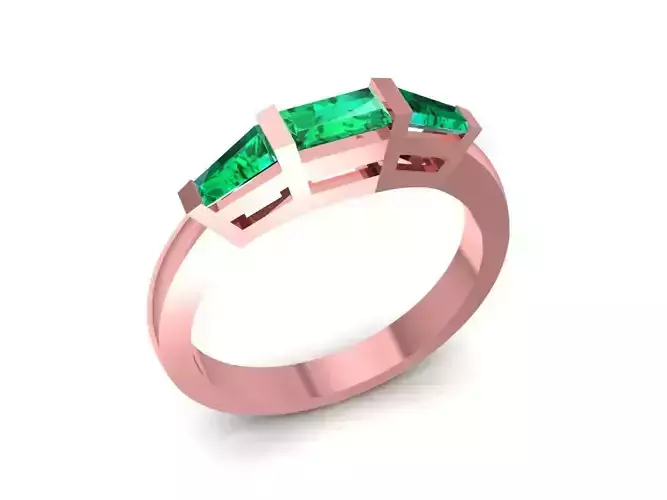 Women Ring with Three Baguette Cut Gemstones 2359