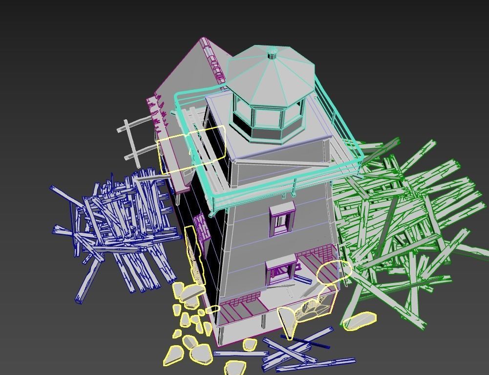 Destroyed Wooden Lighthouse 3D model_14