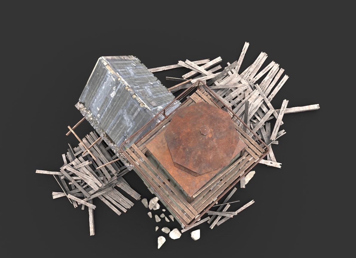 Destroyed Wooden Lighthouse 3D model_3