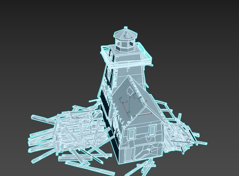 Destroyed Wooden Lighthouse 3D model_15