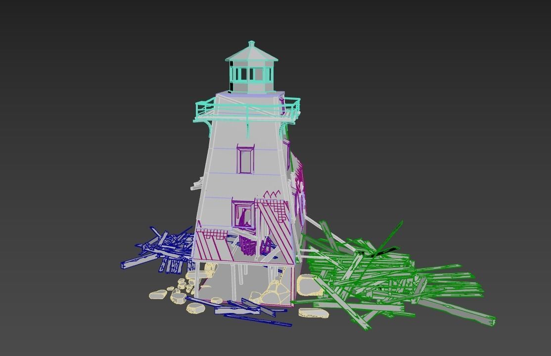 Destroyed Wooden Lighthouse 3D model_16