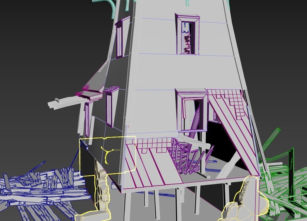 Destroyed Wooden Lighthouse 3D model_13