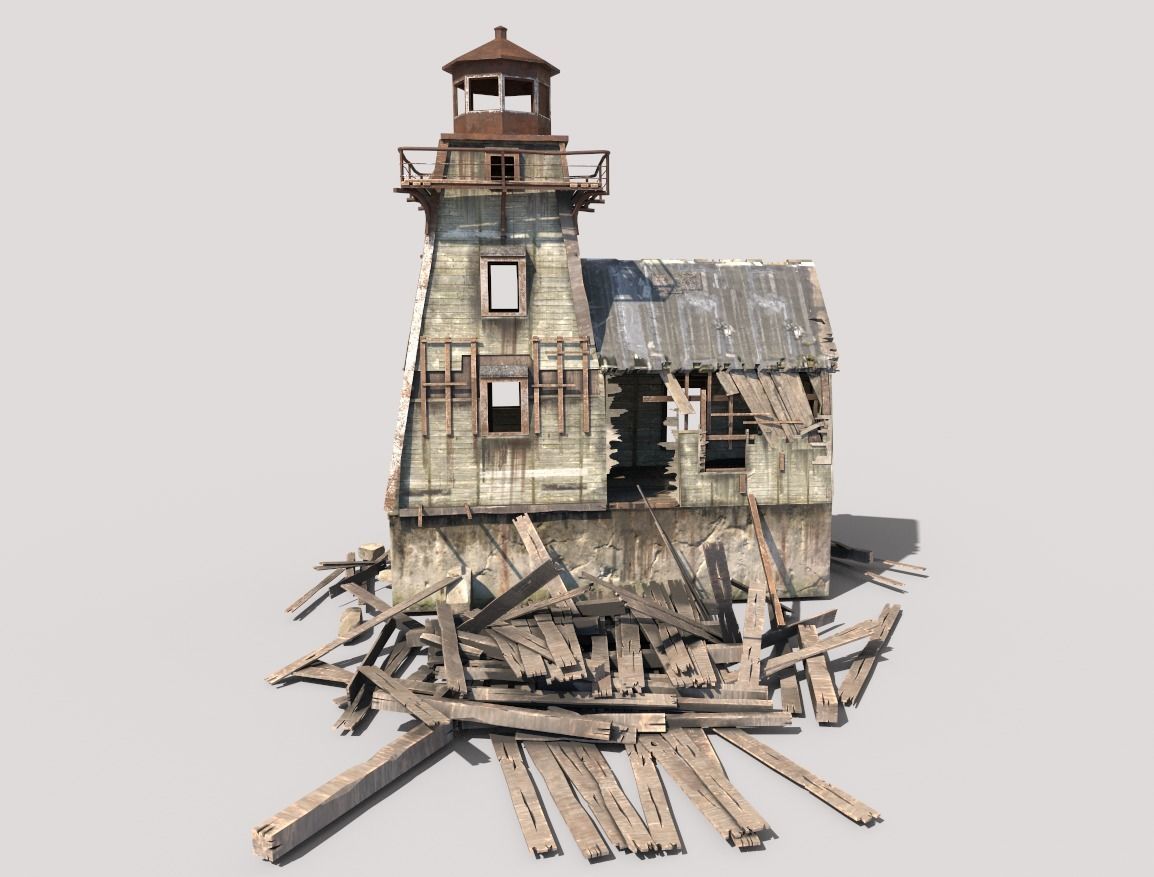 Destroyed Wooden Lighthouse 3D model_10
