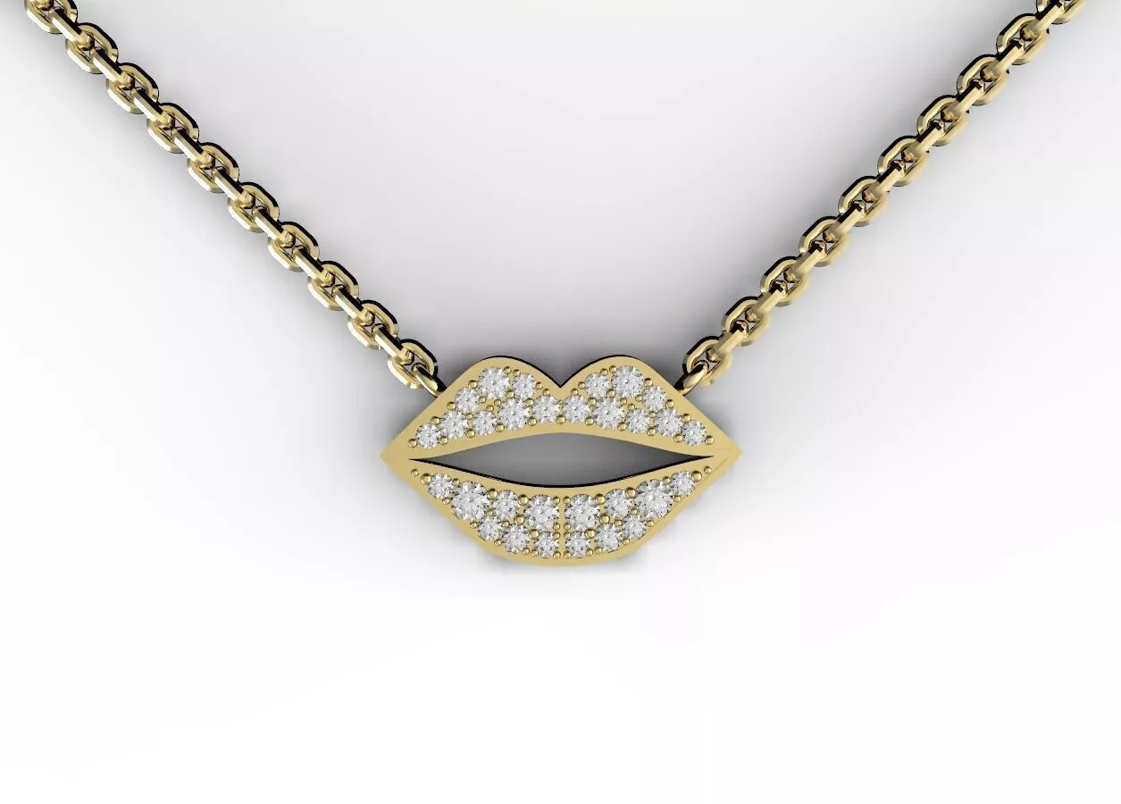 lip with gems 3D print model