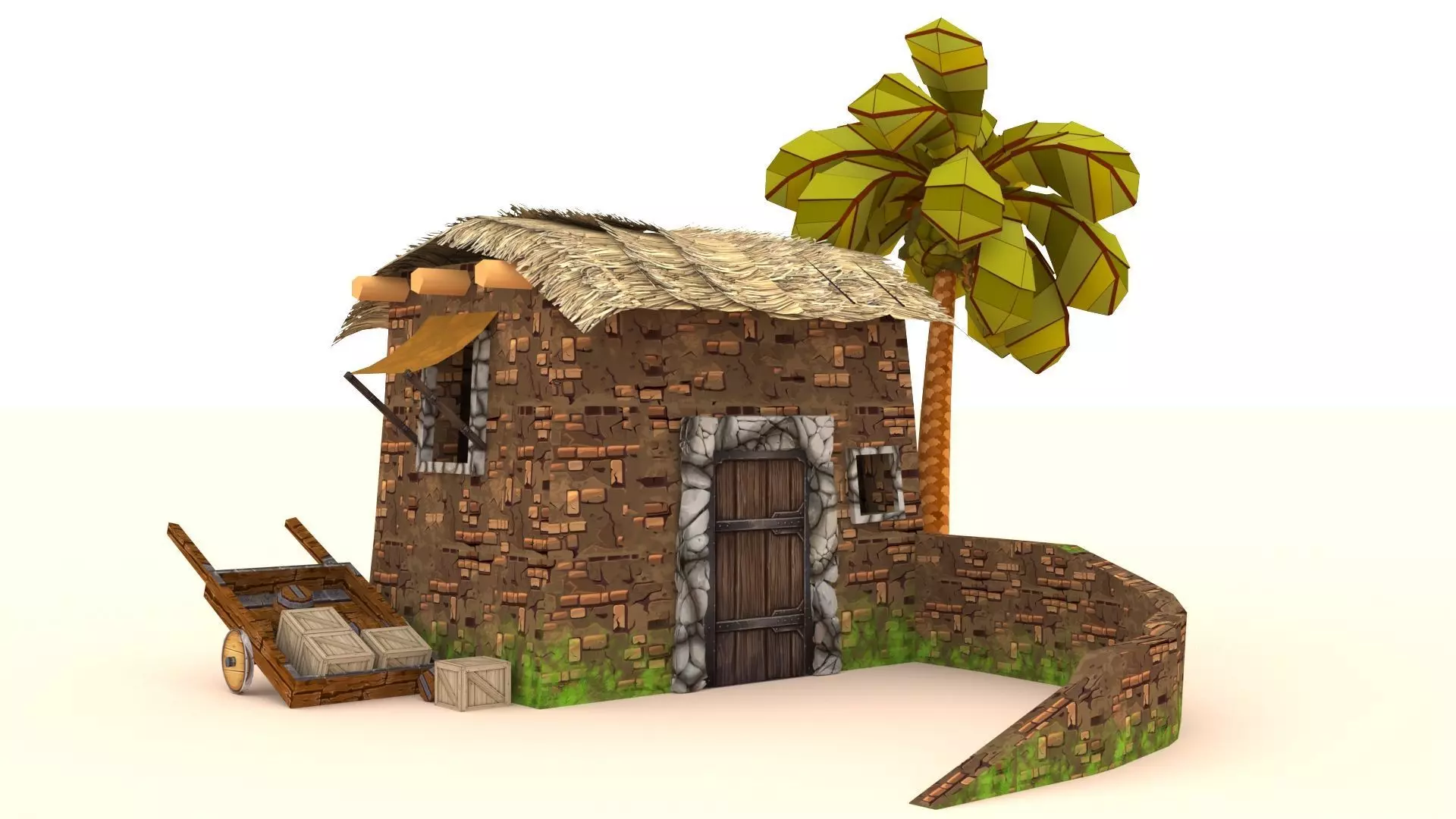 Old Arabic house Low-poly 3D model_0