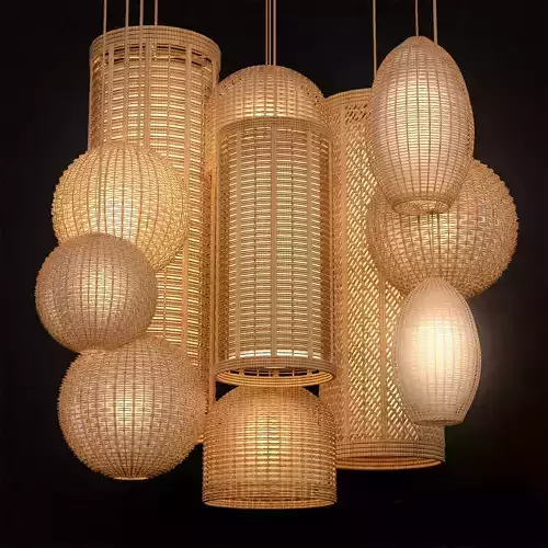 Rattan Lighting Set 3D model