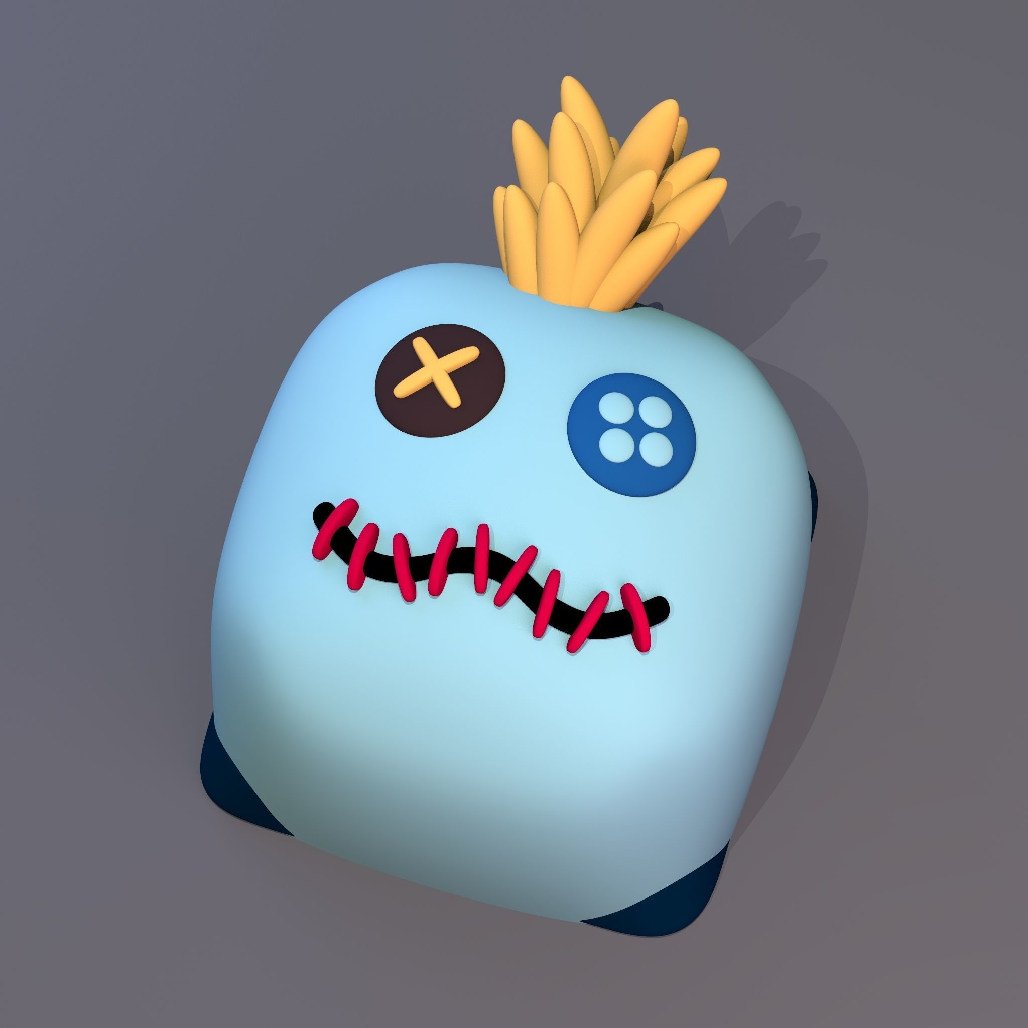 Pack 6 keycaps of cube animal - pack 1 3D print model_1