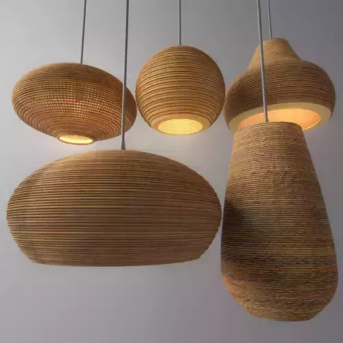 Rattan Lighting Set 3 3D model