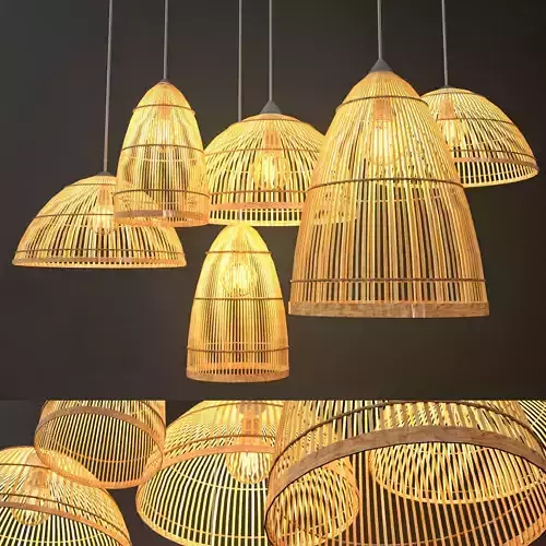 Rattan Lighting Set 4 3D model