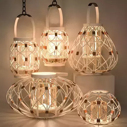 Rattan Lighting Set 5 3D model