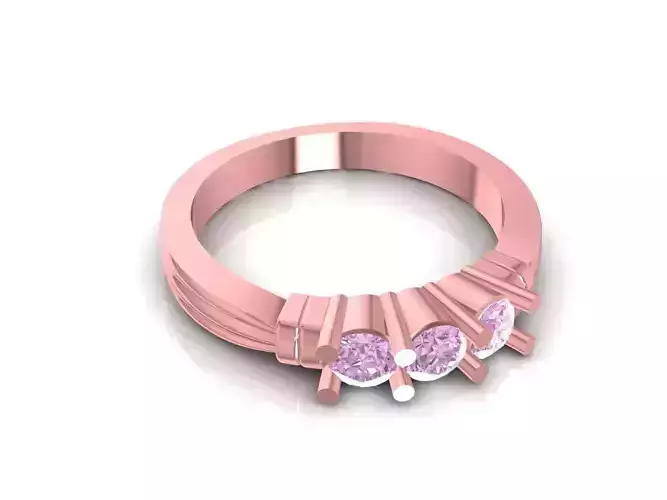 Elegant Three Round Diamond Engagement Ring for Women 2362